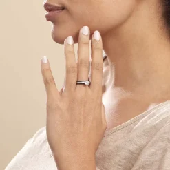 Bague Solitaire Ceramik Design Argent Oxyde De Zirconium Et Céramique