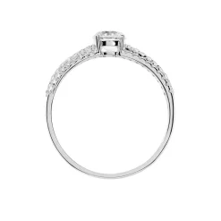 Bague Solitaire Ceridwen 3 Rangs Or Blanc Oxyde De Zirconium