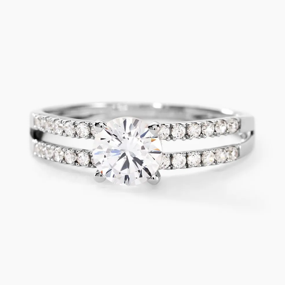 Bague Solitaire Cesarine Or Blanc Oxyde De Zirconium