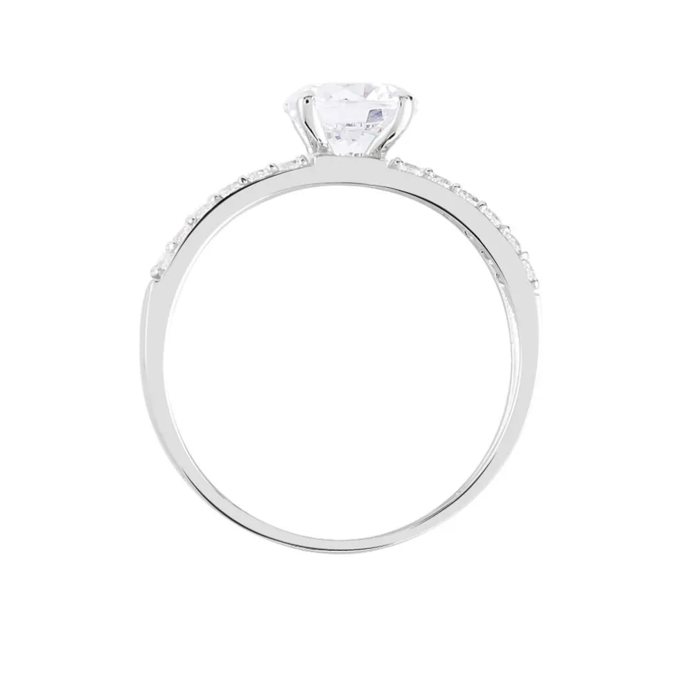 Bague Solitaire Cesarine Or Blanc Oxyde De Zirconium