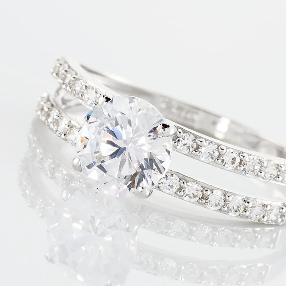 Bague Solitaire Cesarine Or Blanc Oxyde De Zirconium