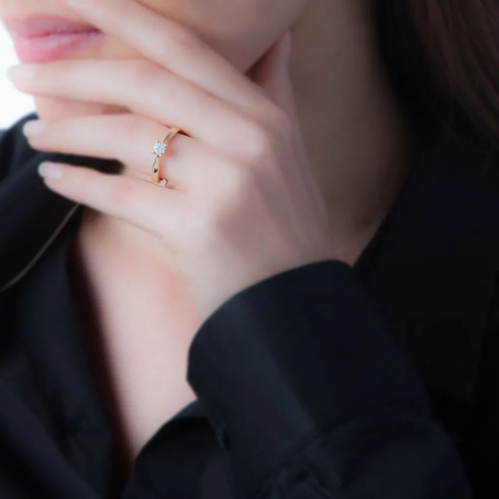 Bague Solitaire Collection Grace Or Rose Diamant