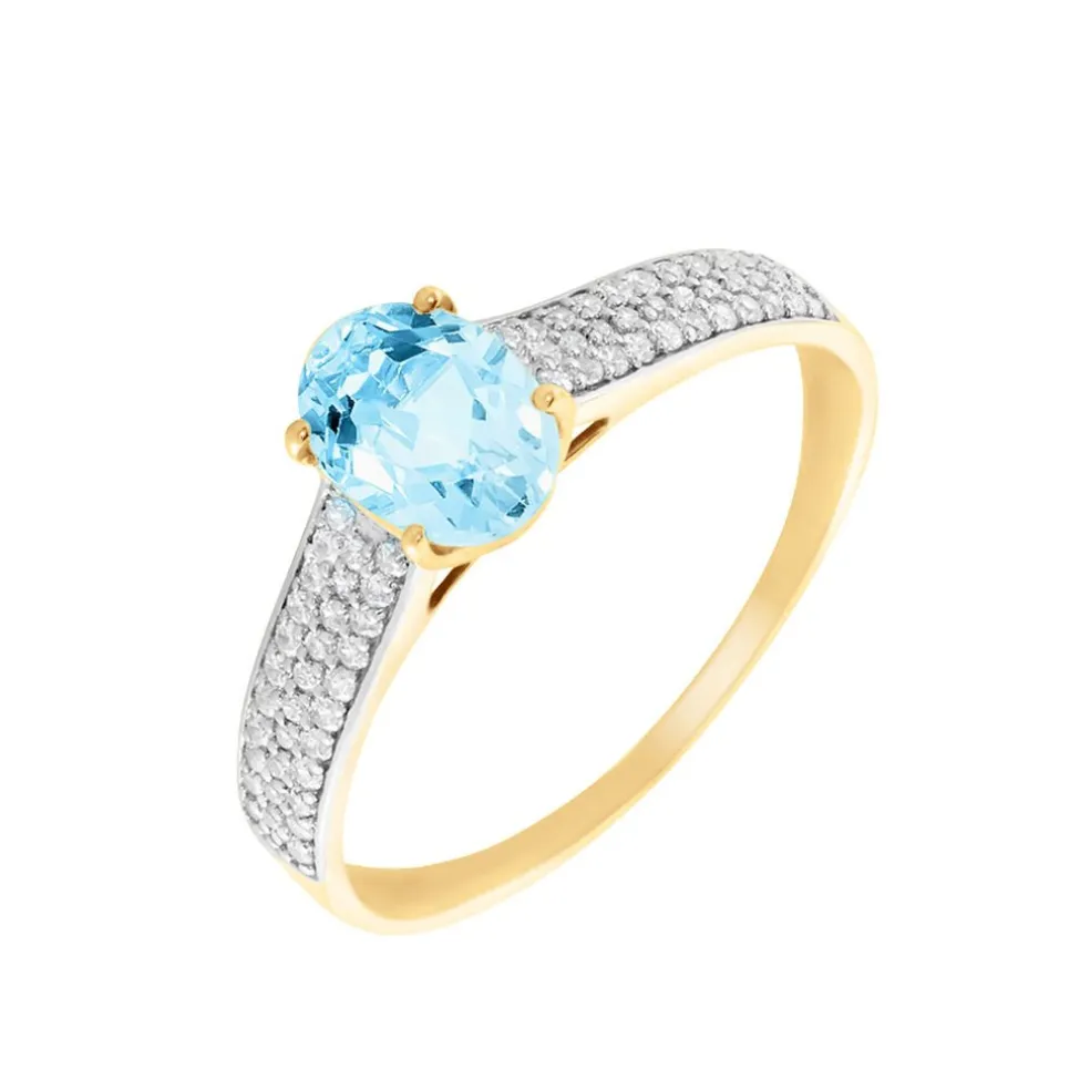 Bague Solitaire Crista Or Jaune Topaze Et Oxyde