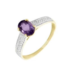Bague Solitaire Crista Or Jauneamethyste Et Oxyde