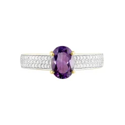 Bague Solitaire Crista Or Jauneamethyste Et Oxyde