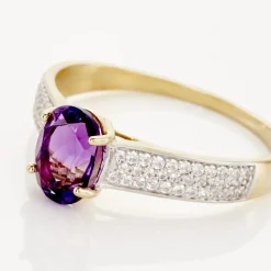 Bague Solitaire Crista Or Jauneamethyste Et Oxyde