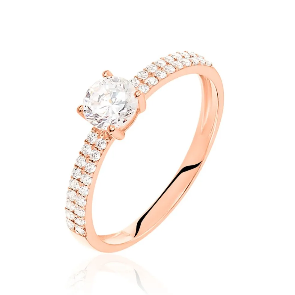 Bague Solitaire Dayna Or Rose Oxyde De Zirconium