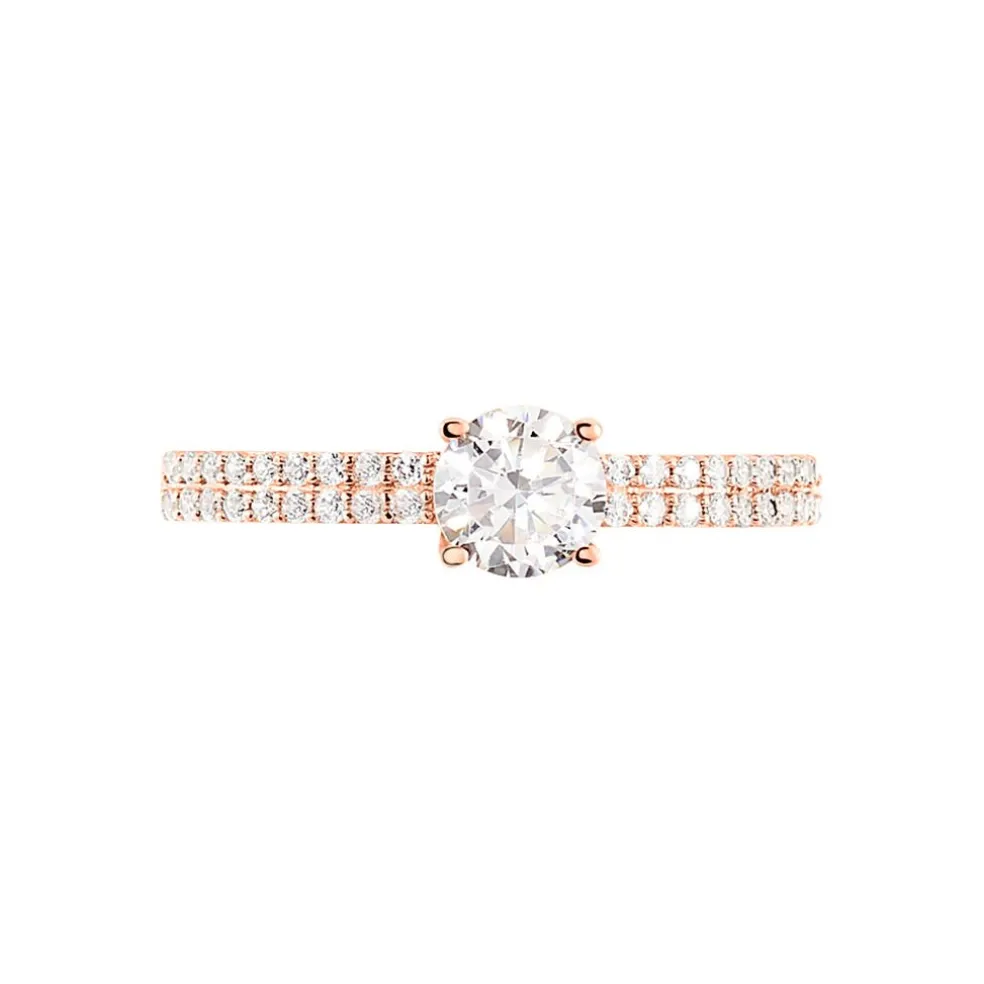 Bague Solitaire Dayna Or Rose Oxyde De Zirconium