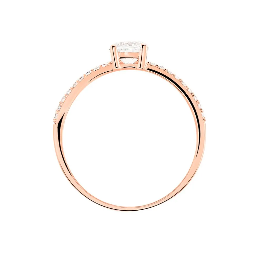 Bague Solitaire Dayna Or Rose Oxyde De Zirconium