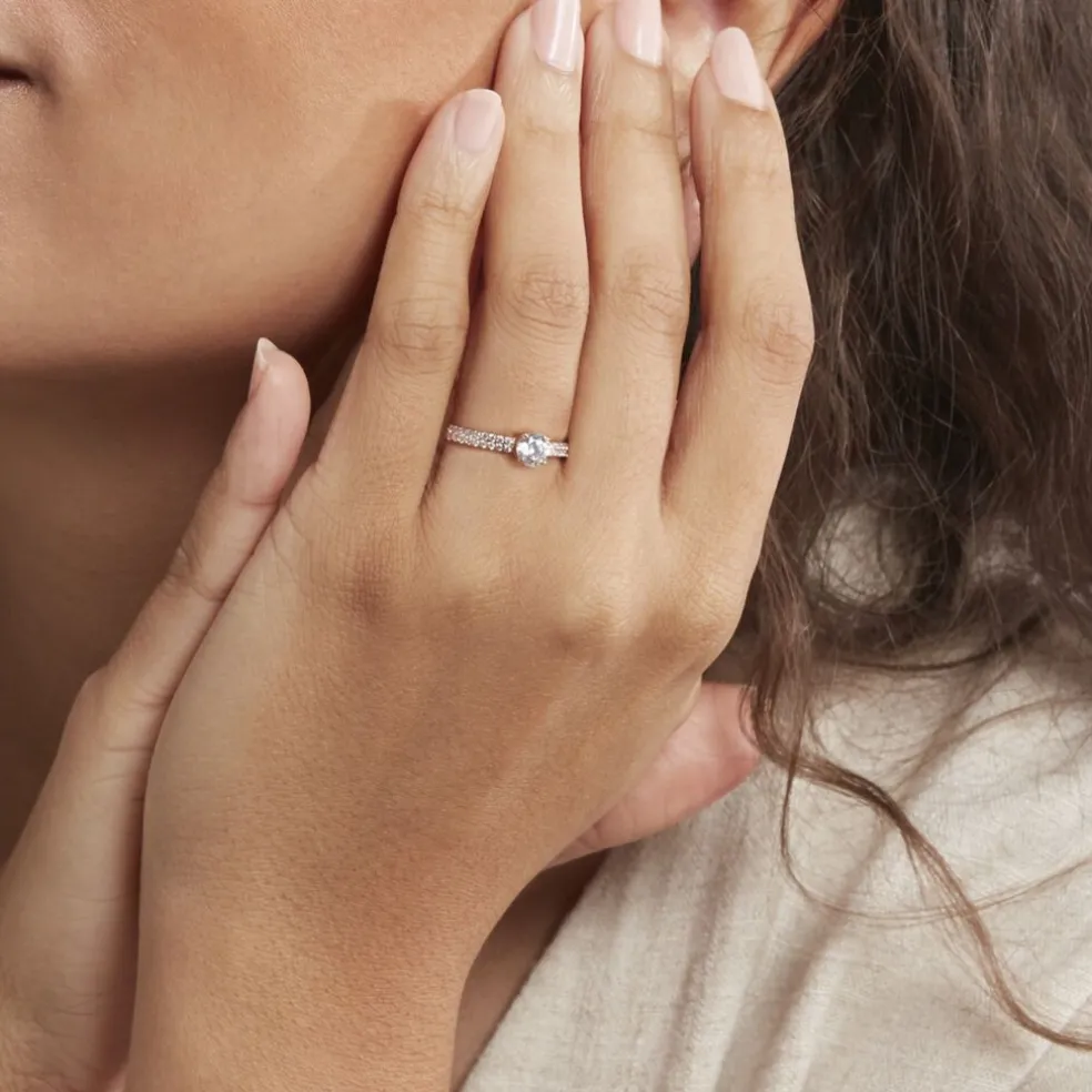 Bague Solitaire Dayna Or Rose Oxyde De Zirconium
