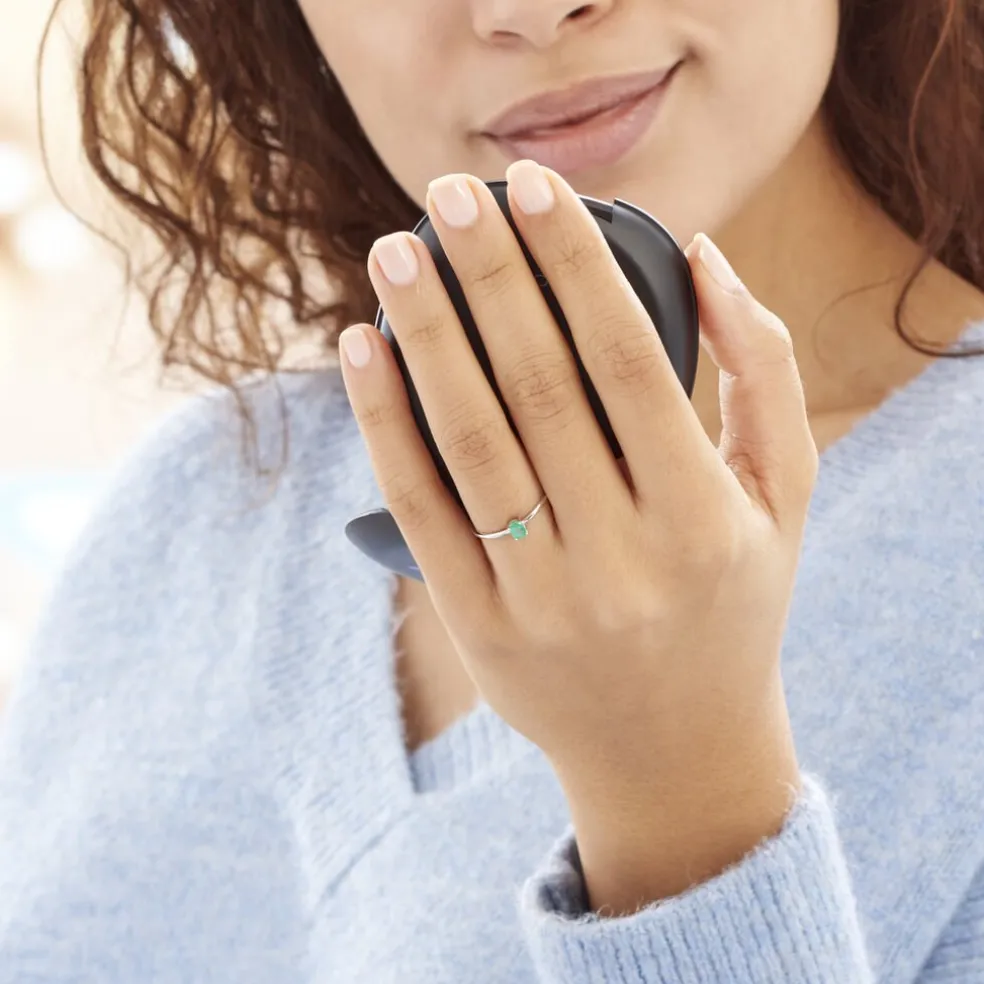 Bague Solitaire Dota Or Blanc Emeraude