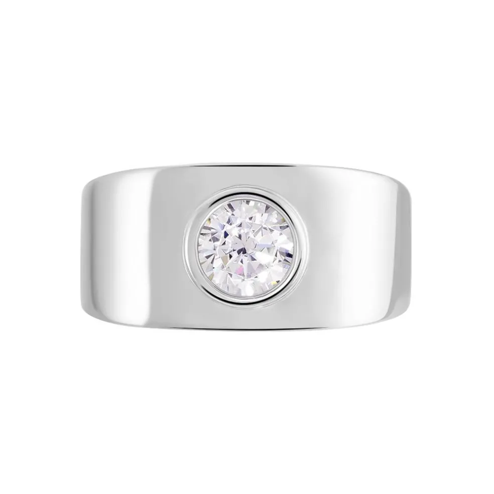 Bague Solitaire Electre Argent Blanc Oxyde De Zirconium