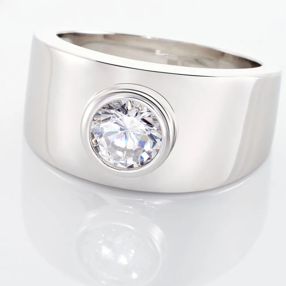 Bague Solitaire Electre Argent Blanc Oxyde De Zirconium