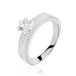 Bague Solitaire Ellora Argent Blanc Oxyde De Zirconium