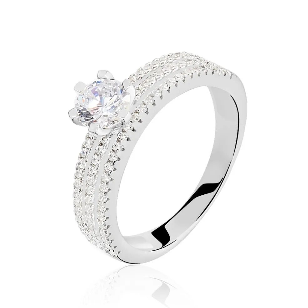 Bague Solitaire Ellora Argent Blanc Oxyde De Zirconium