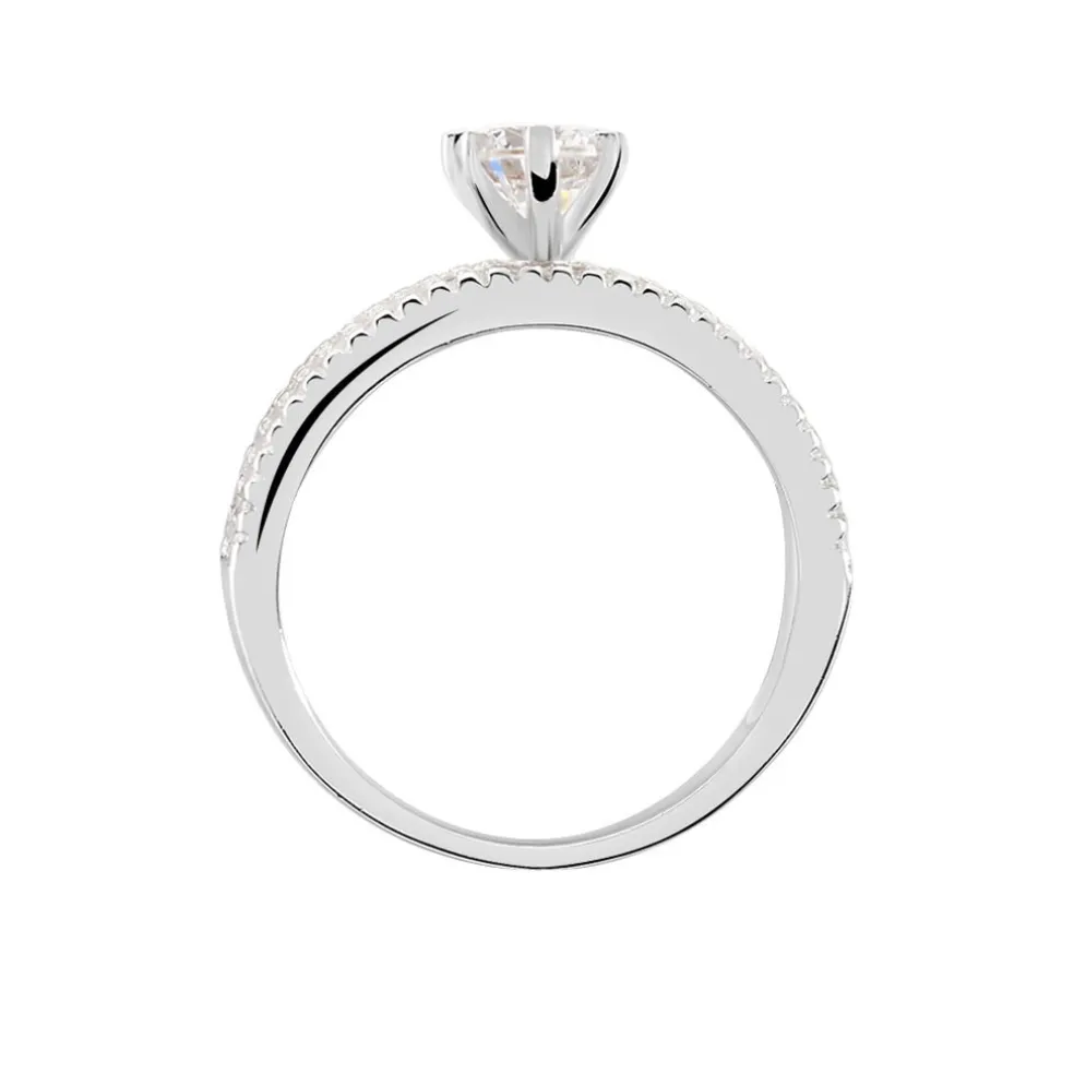 Bague Solitaire Ellora Argent Blanc Oxyde De Zirconium