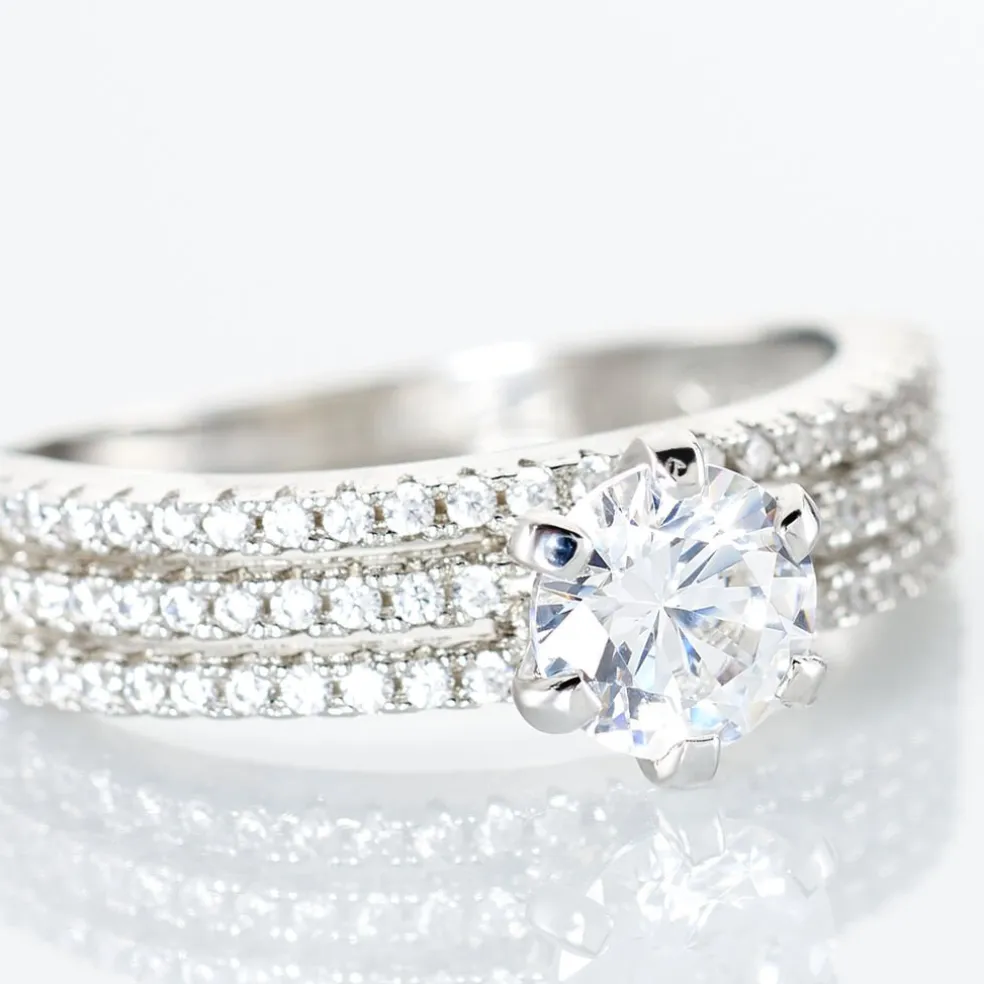 Bague Solitaire Ellora Argent Blanc Oxyde De Zirconium