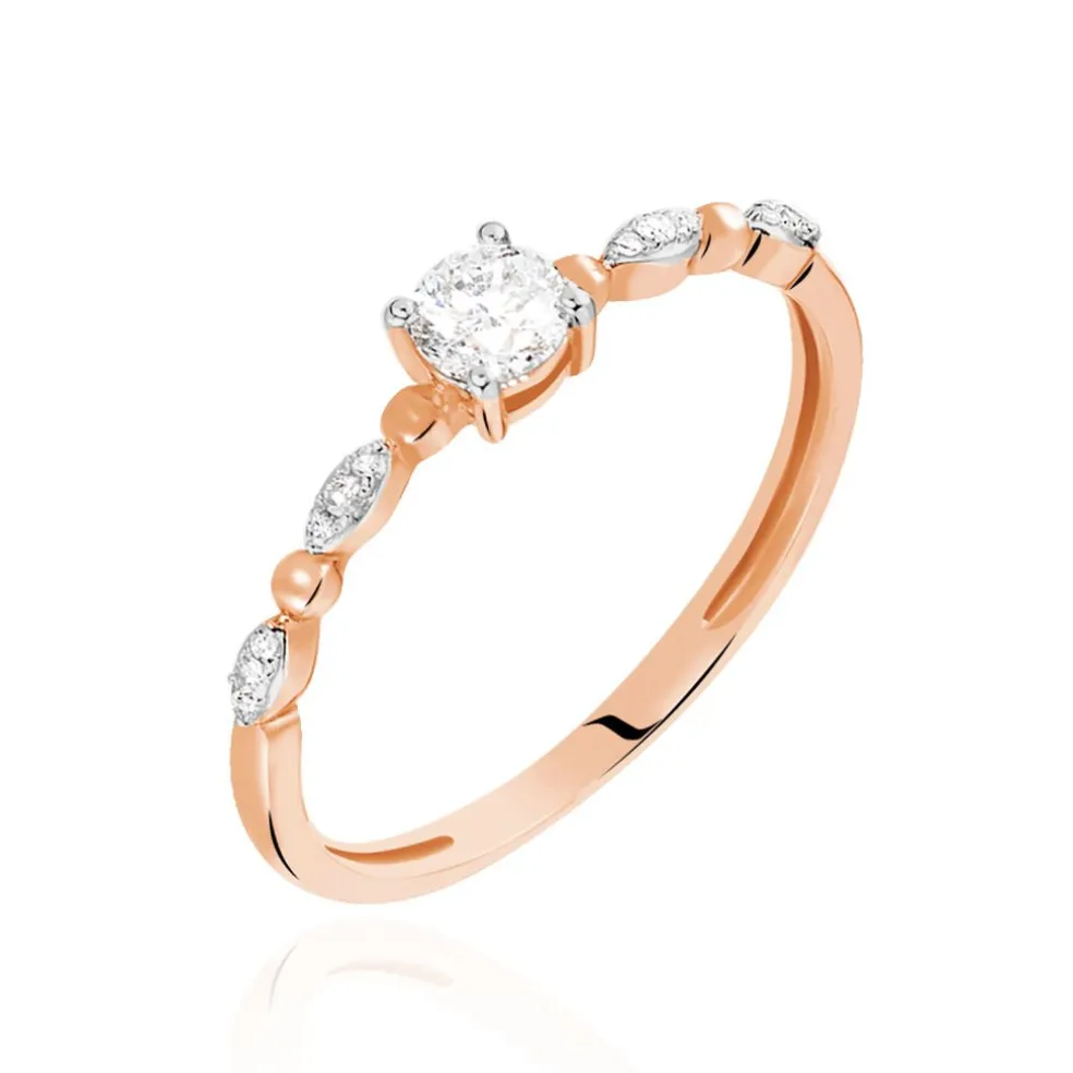 Bague Solitaire Eloize Or Rose Diamant