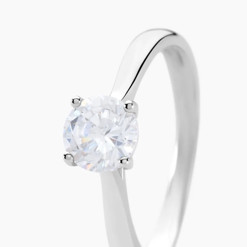 Bague Solitaire Elyana Argent Blanc Oxyde De Zirconium
