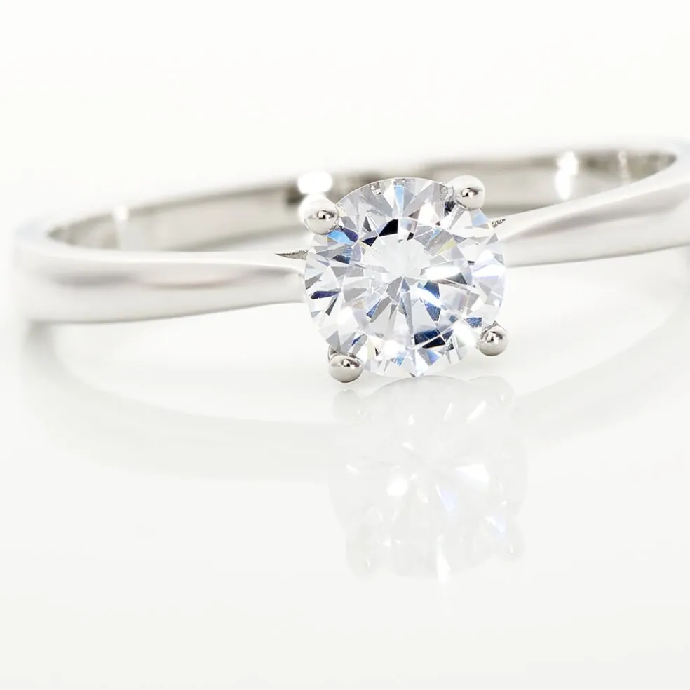 Bague Solitaire Elyana Argent Blanc Oxyde De Zirconium