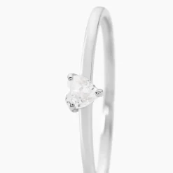 Bague Solitaire 1er Solitaire Argent Blanc Oxyde De Zirconium