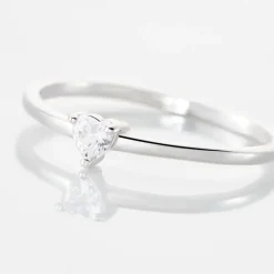 Bague Solitaire 1er Solitaire Argent Blanc Oxyde De Zirconium
