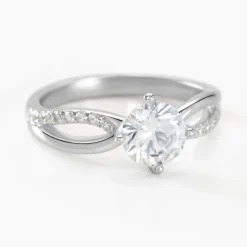 Bague Solitaire Essie Argent Blanc Oxyde De Zirconium