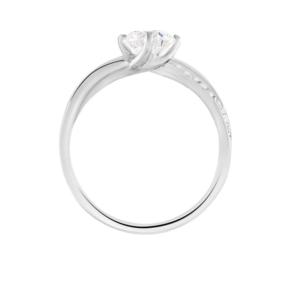 Bague Solitaire Essie Argent Blanc Oxyde De Zirconium