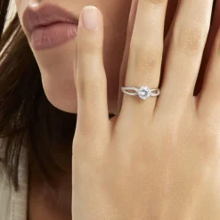 Bague Solitaire Essie Argent Blanc Oxyde De Zirconium