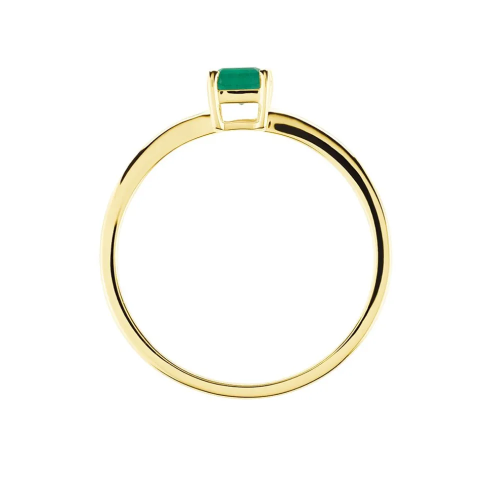 Bague Solitaire Ethalyn Or Jaune Emeraude