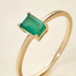 Bague Solitaire Ethalyn Or Jaune Emeraude