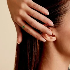 Bague Solitaire Ethalyn Or Jaune Emeraude