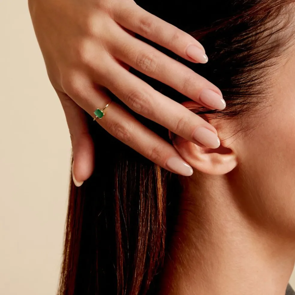 Bague Solitaire Ethalyn Or Jaune Emeraude