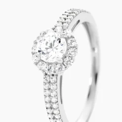 Bague Solitaire Fathima Or Blanc Oxyde De Zirconium