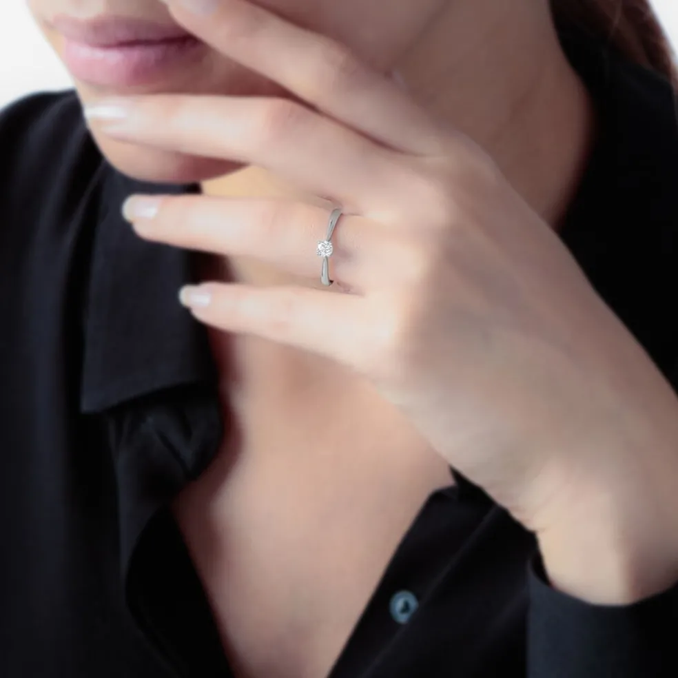 Bague Solitaire Fiona Or Blanc Topaze