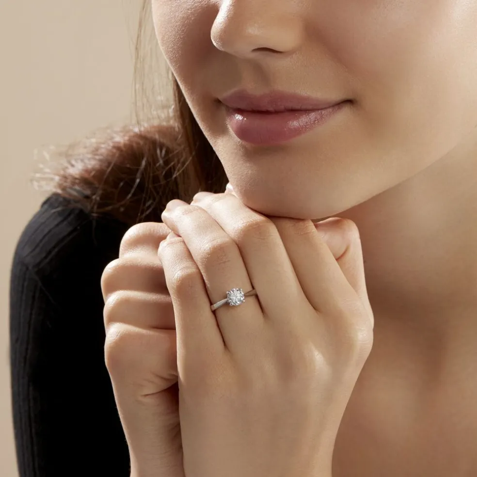 Bague Solitaire Fiona Or Blanc Diamant Synthetique