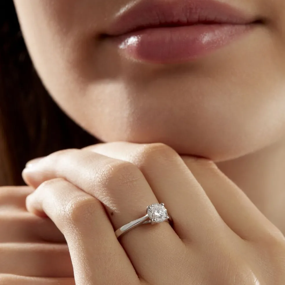 Bague Solitaire Fiona Or Blanc Diamant Synthetique