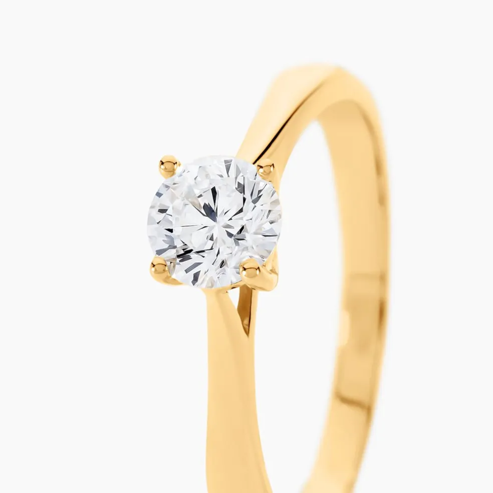 Bague Solitaire Fiona Or Jaune Diamant Synthetique