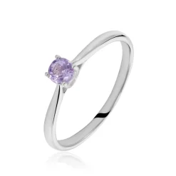 Bague Solitaire Fiona Or Blanc Amethyste
