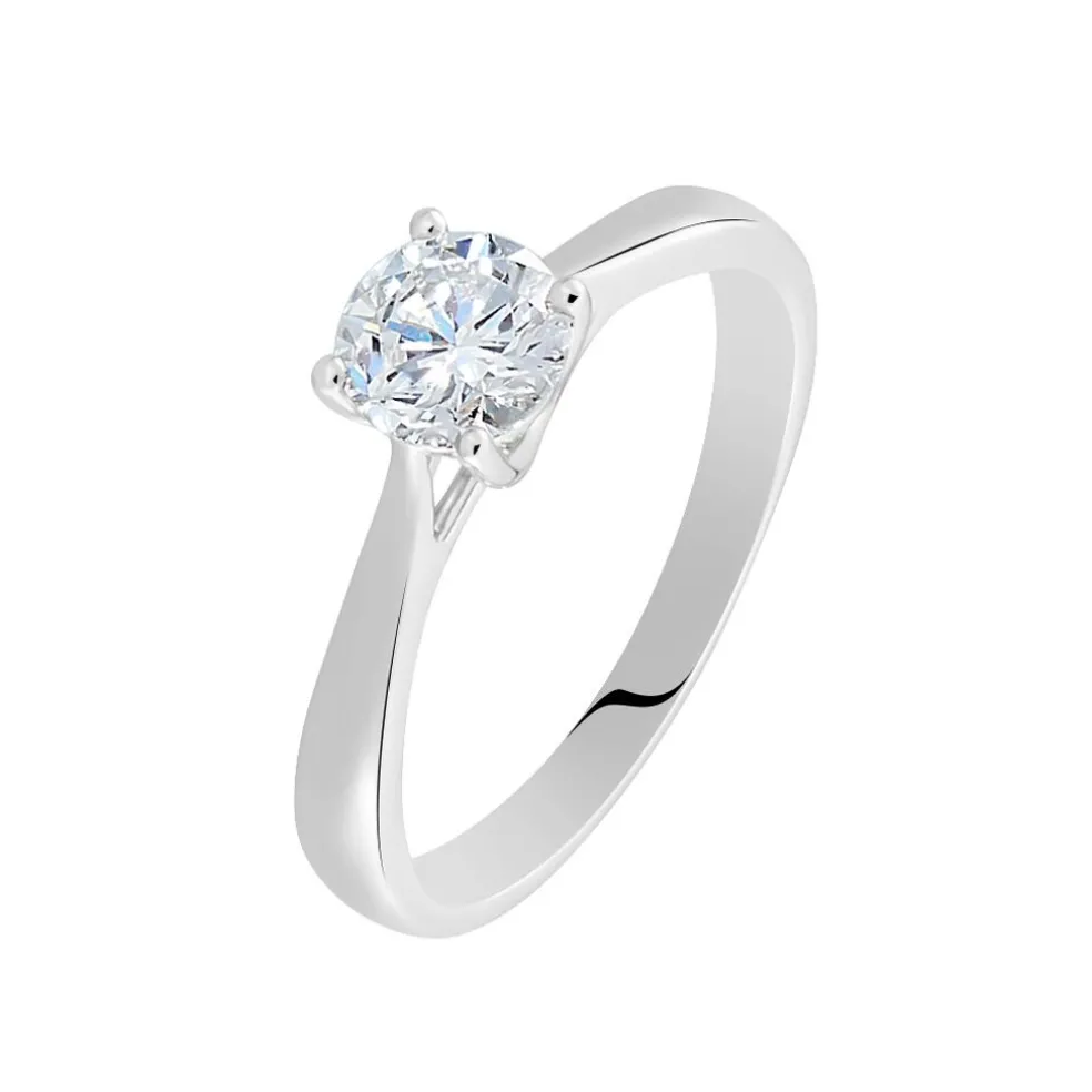 Bague Solitaire Fiona Or Blanc Diamant Synthetique