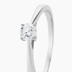 Bague Solitaire Fiona Or Blanc Diamant Synthetique
