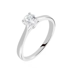Bague Solitaire Fiona Or Blanc Diamant Synthetique