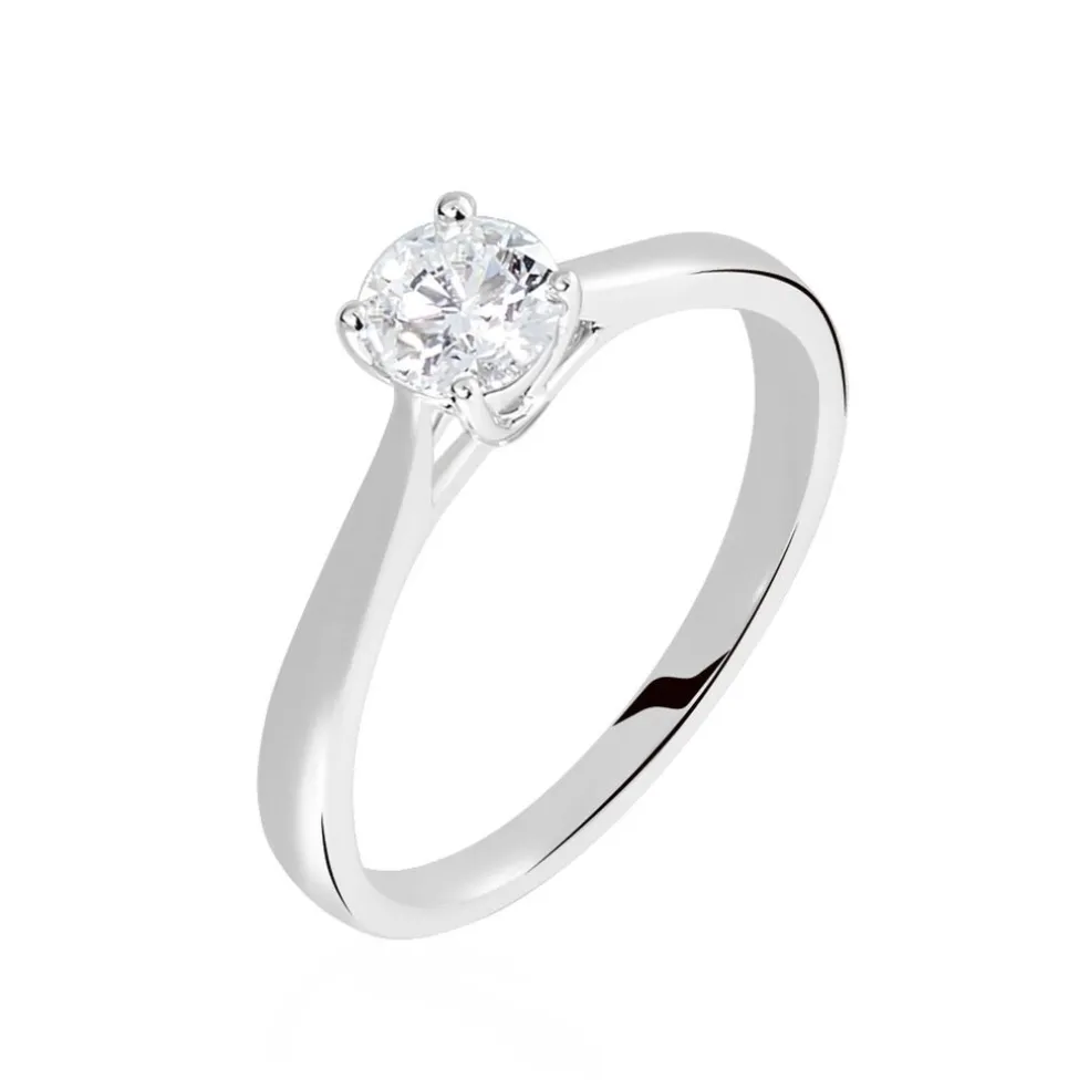 Bague Solitaire Fiona Or Blanc Diamant Synthetique