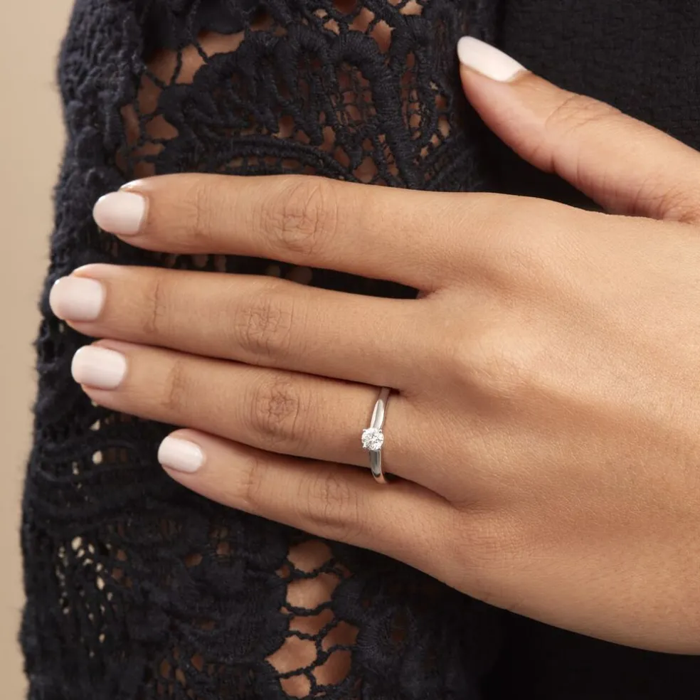 Bague Solitaire Flora Or Blanc Diamant