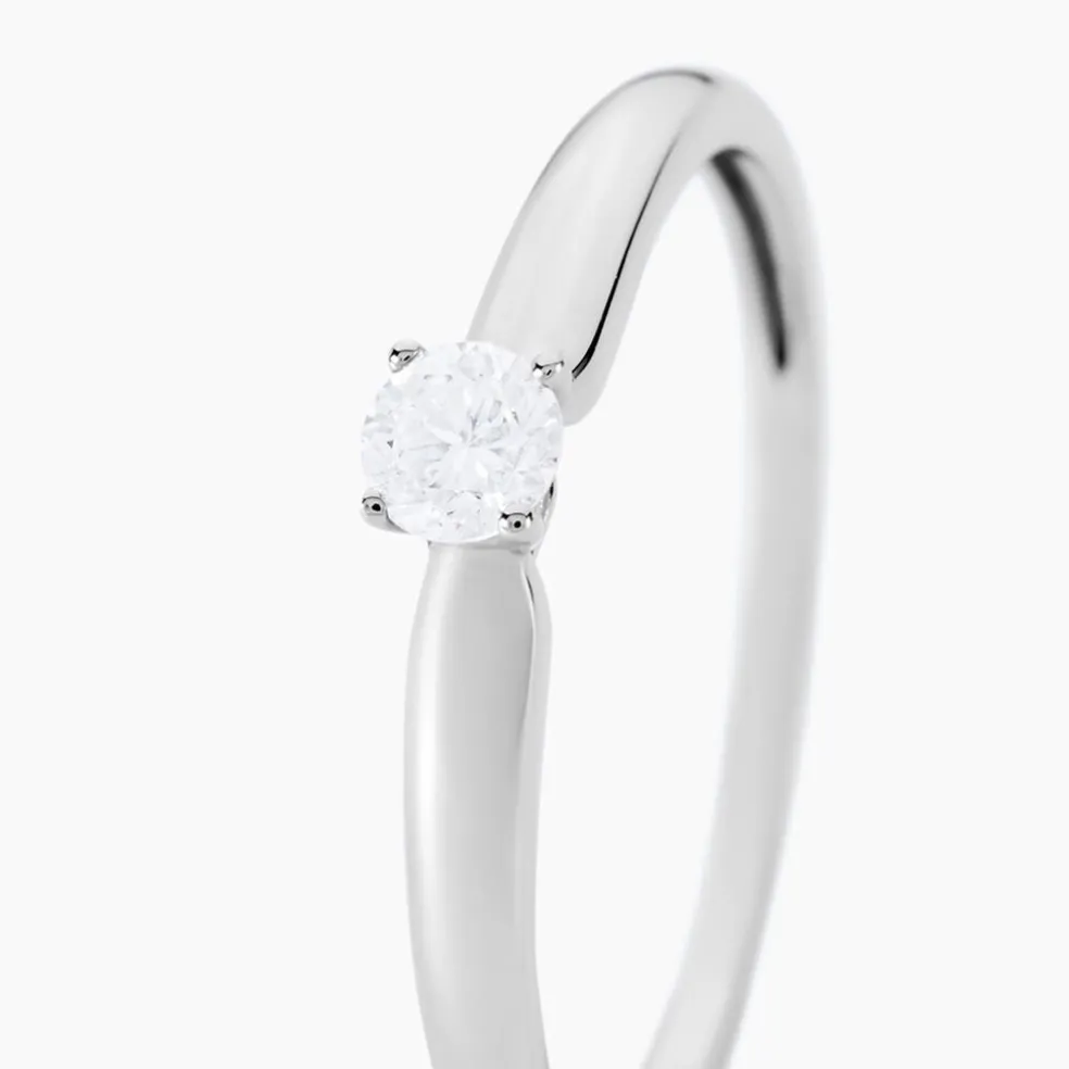Bague Solitaire Flora Or Blanc Diamant