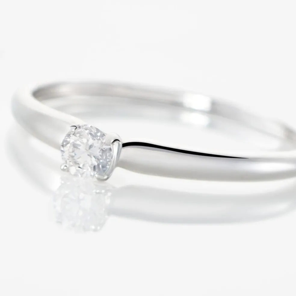Bague Solitaire Flora Or Blanc Diamant