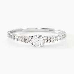 Bague Solitaire Francoise-marie Or Blanc Oxyde De Zirconium