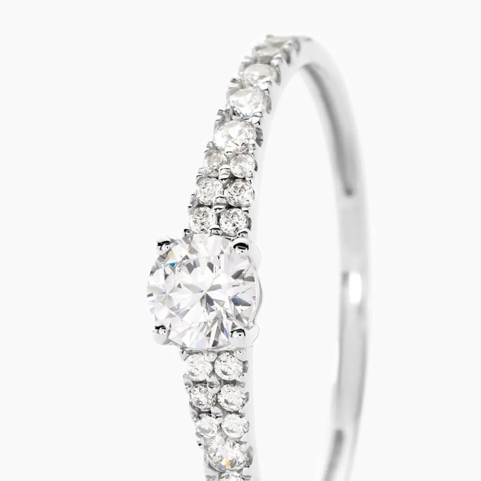 Bague Solitaire Francoise-marie Or Blanc Oxyde De Zirconium