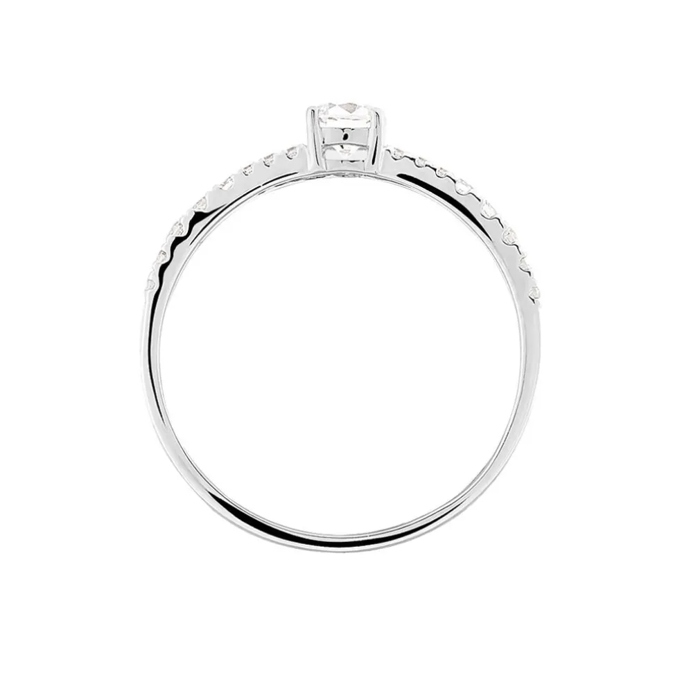 Bague Solitaire Francoise-marie Or Blanc Oxyde De Zirconium