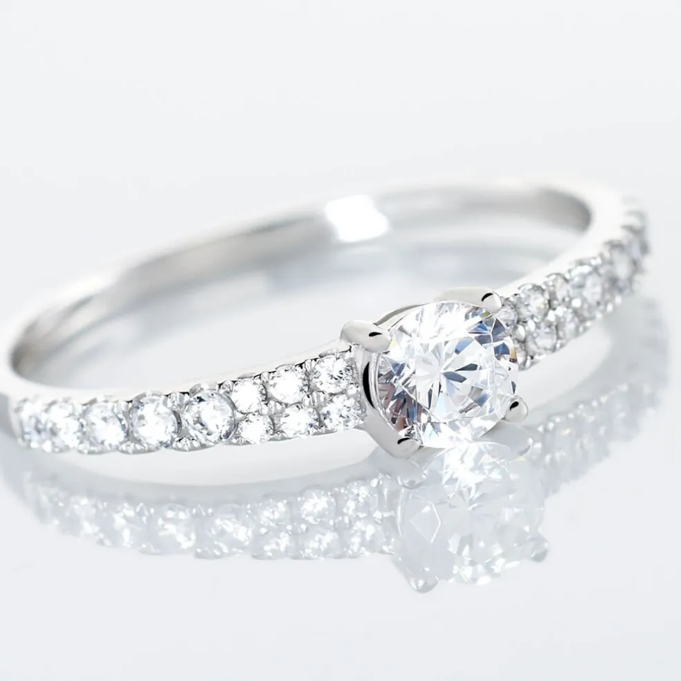 Bague Solitaire Francoise-marie Or Blanc Oxyde De Zirconium